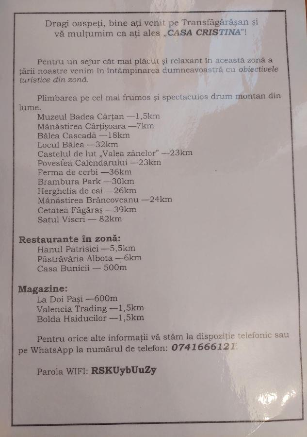 Hotel Casa Cristina Cîrţişoara Esterno foto