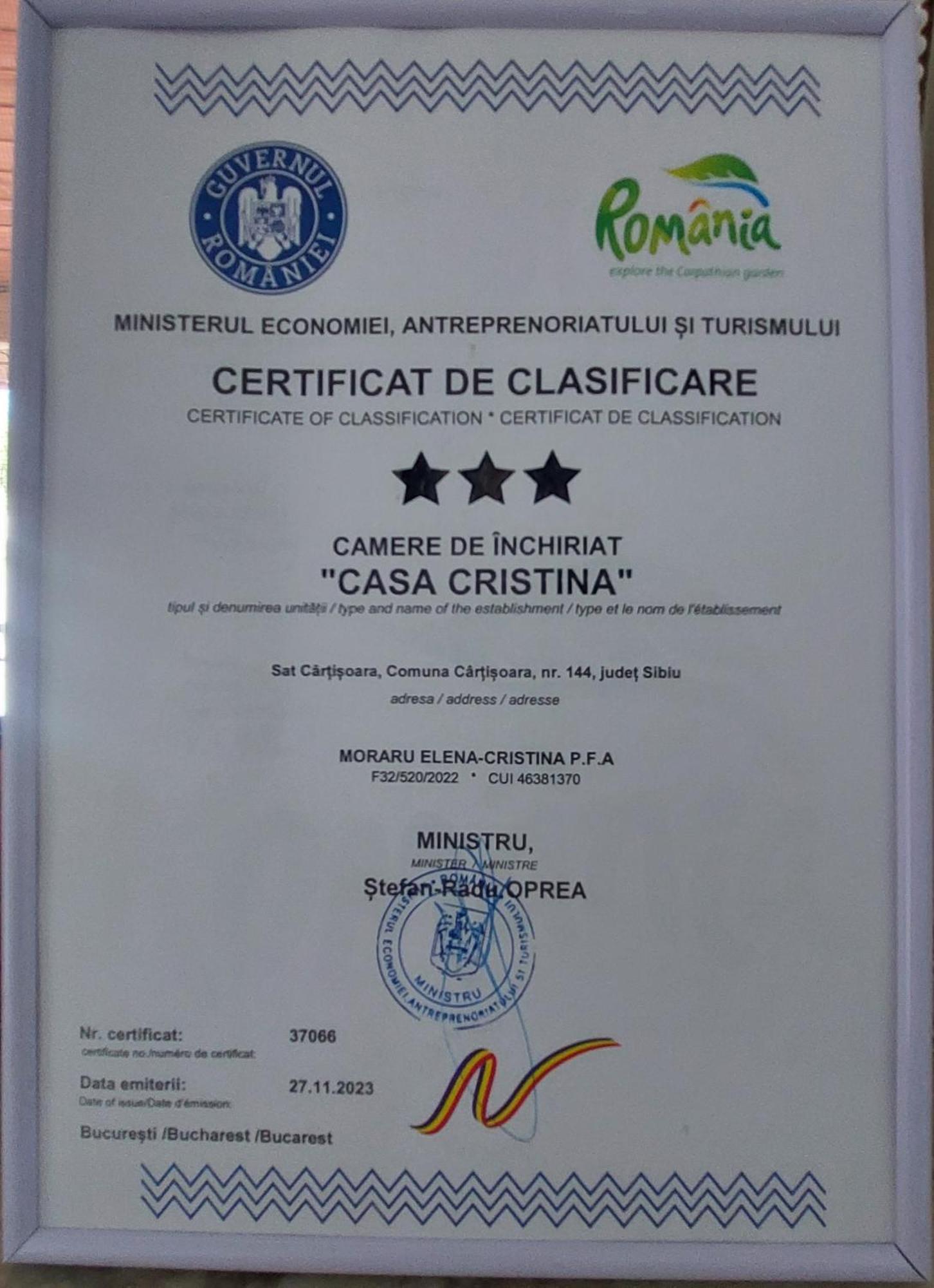 Hotel Casa Cristina Cîrţişoara Esterno foto